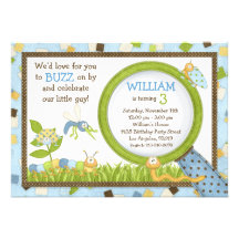 Cute Bugs Birthday Party Invitation