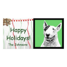Cute Bull Terrier dog art Personalized Photo Card