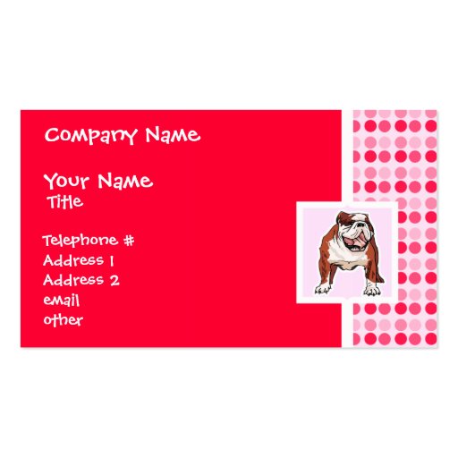 Cute Bulldog Business Cards (front side)