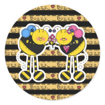 Cute Bumble Bee Couple With Flowers stickers
