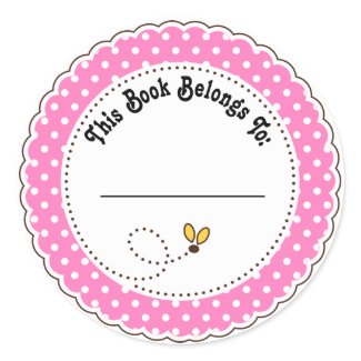 Cute Bumble Bee Reading Bookplates sticker