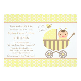 Cute Bumble Bee Stroller Baby Shower Invitations