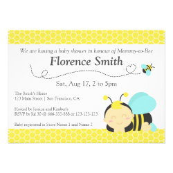 Cute Bumble Bee Theme, Boy Baby Shower Personalized Invite