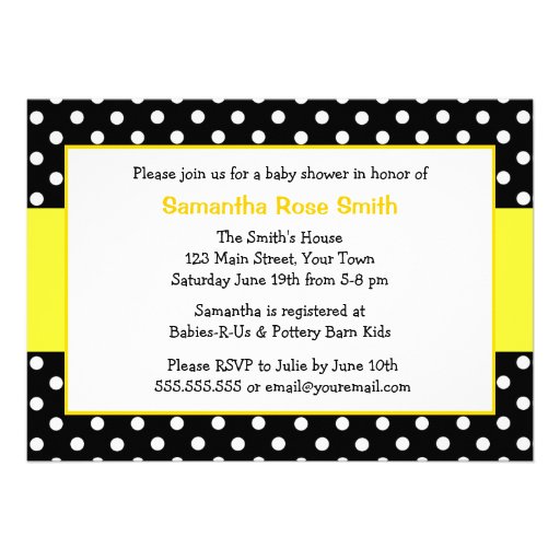 Cute Bumble Bee Yellow and Black Baby Shower Personalized Announcements