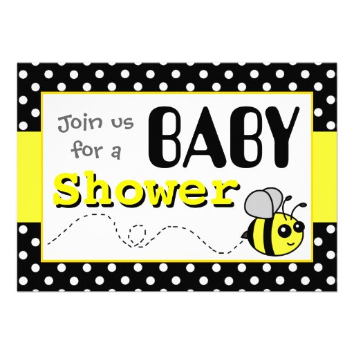 Cute Bumble Bee Yellow and Black Baby Shower Personalized Announcements (front side)