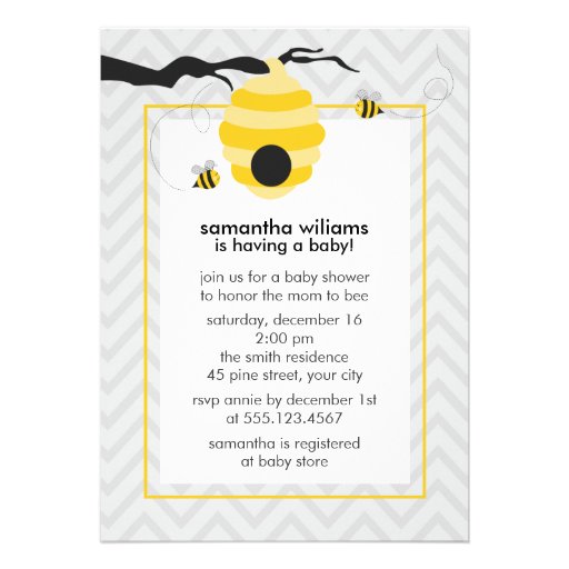 Cute Bumble Bees Baby Shower Invitations (front side)