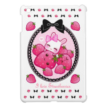 Cute bunny and kawaii strawberries iPad mini cases
