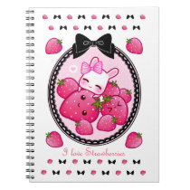 Cute bunny and kawaii strawberries notebooks