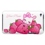 Cute bunny and kawaii strawberries - Personalized iPod Touch Cover