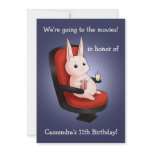 cute bunny Birthday at the movie theater Personalized Announcements