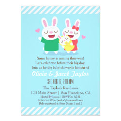 Cute Bunny Couple and Baby Shower Invitations 4.5" X 6.25" Invitation Card