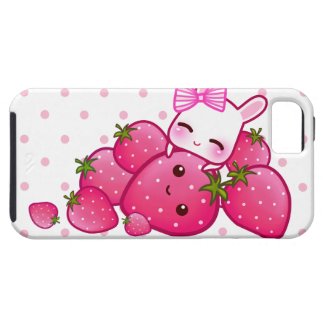 Cute bunny loves kawaii strawberry iPhone 5 case