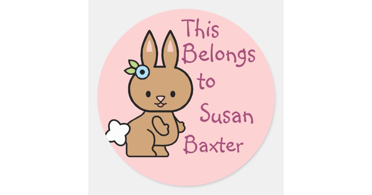 Cute Bunny Name Tag Stickers Zazzle