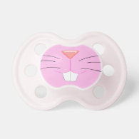 Cute bunny nose - pink fur and red nose baby pacifier
