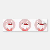 Cute Bunny on Pink Background Bumper Sticker