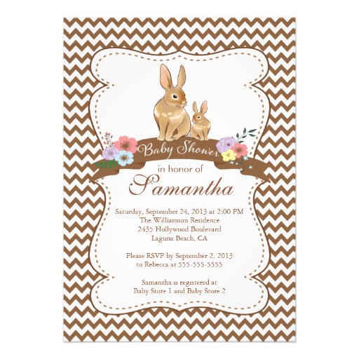 Cute Bunny Rabbit Baby Shower Invitations