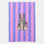 Cute Bunny Rabbit Family Vector Stripes Hand Towel