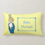 Cute Bunny Rabbit in Overalls Custom Baby Boy Name pillows
