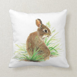 Cute Bunny Rabbit, Watercolor Nature, Wildlife Pillows