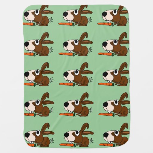 Cute Bunny Rabbit with Carrot Baby Blanket from Zazzle.