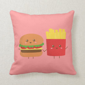 Cute Burger and Fries, Friends Forever Pillow