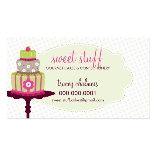CUTE BUSINESS CARD sweet cake bakery lime pink (front side)