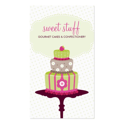 CUTE BUSINESS CARD sweet cake bakery lime pink