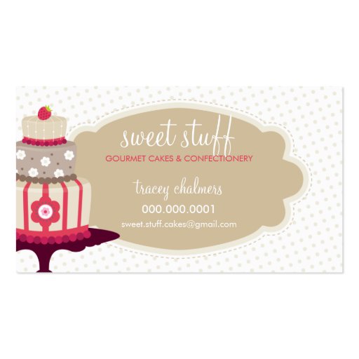 CUTE BUSINESS CARD sweet cake bakery red gold