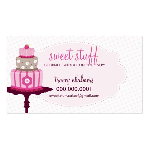CUTE BUSINESS CARD :: sweet cakes bakery pink 2 (front side)