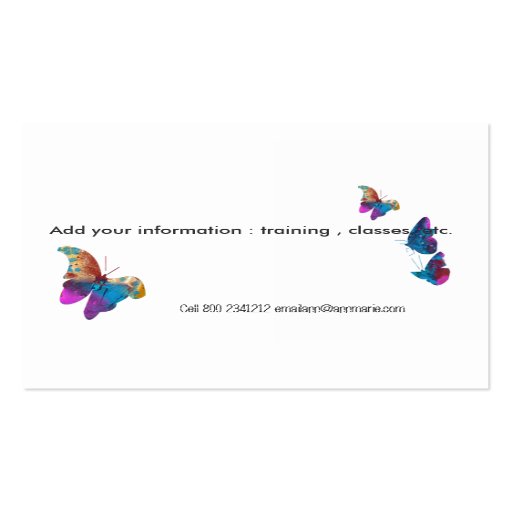 Cute Butterflies Animal Wildlife Colorful Trendy Business Card Template (back side)