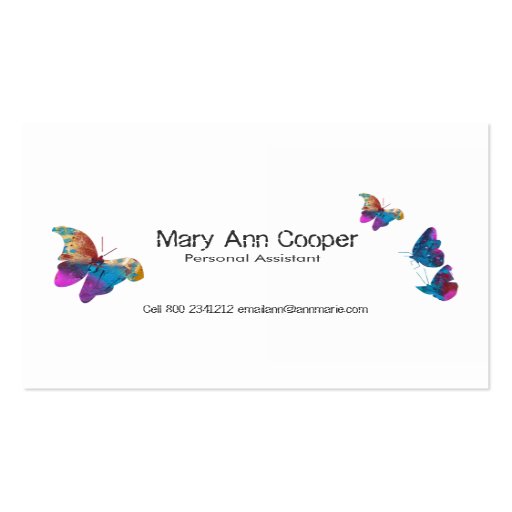 Cute Butterflies Animal Wildlife Colorful Trendy Business Card Template (front side)