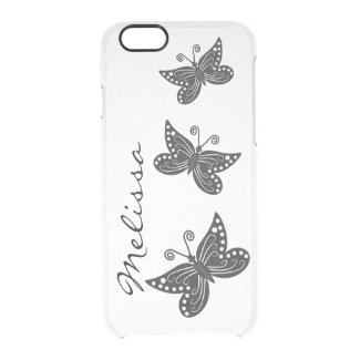 Cute Butterflies Black And White Personalized Uncommon Clearly™ Deflector iPhone 6 Case