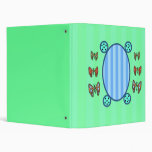 Cute butterflies on light green and blue stripes 3 ring binder