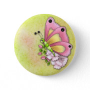 Cute butterfly and flowers button