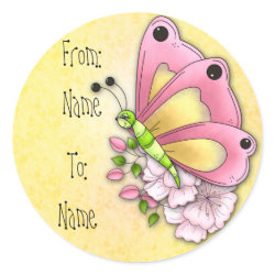 Cute butterfly and flowers sticker
