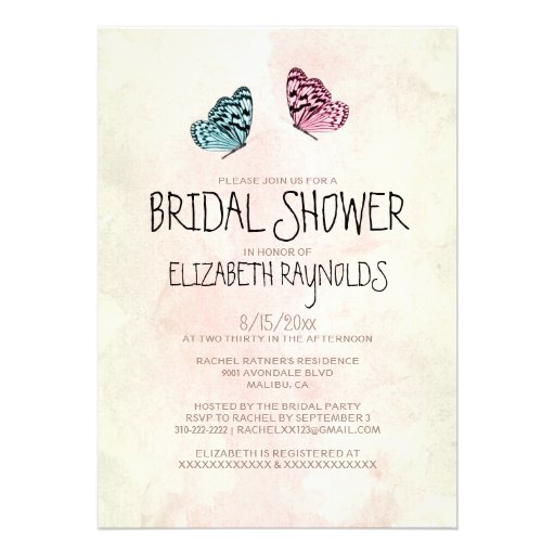 Cute Butterfly Bridal Shower Invitations
