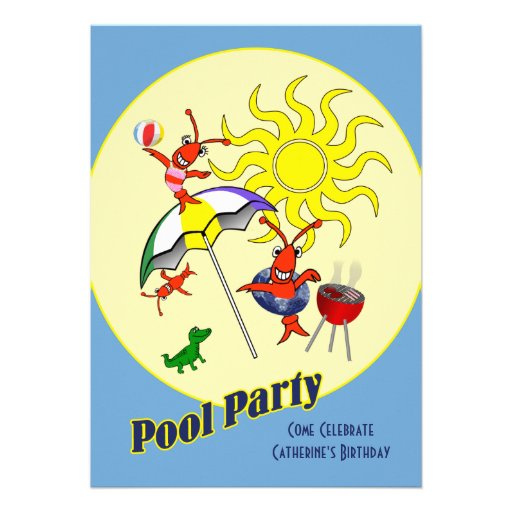 Cute Cajun Crawfish Pool Party Announcements