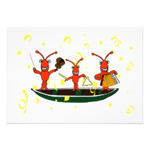 Cute Cajun Music Crawfish Party Invitations