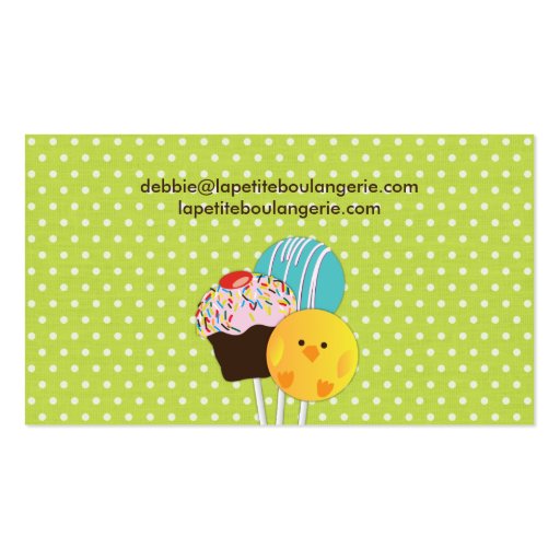 Cute Cake Pop Business Cards (back side)