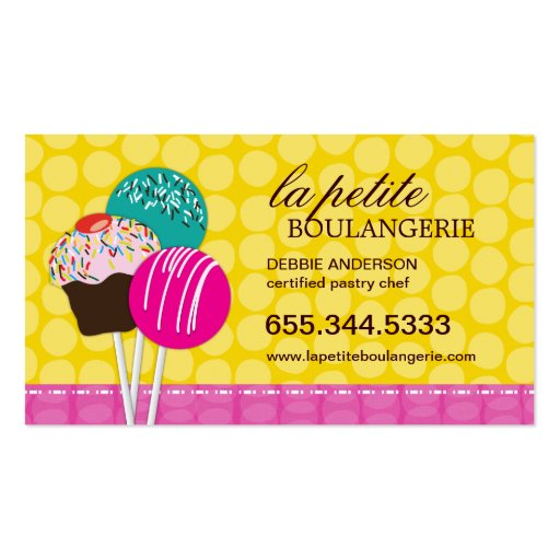 Cute Cake Pop Business Cards