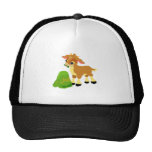 cute calf eating grass mesh hat