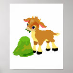 cute calf eating grass poster