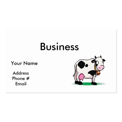 Cute Calm Cow Business Card (front side)