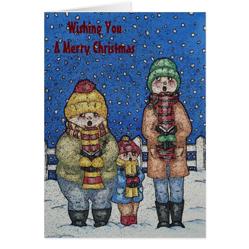 cute carol singers illustration Christmas Card