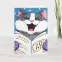 Cute Carol Singing Cat Christmas Card card