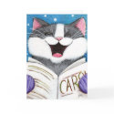 Cute Carol Singing Cat Christmas Card