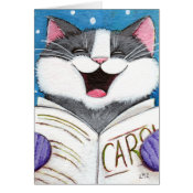Cute Carol Singing Cat Christmas Card