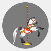 Cute Carousel Horse 1med Round Stickers