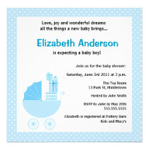 Cute Carriage Baby Shower Invitation - Boy invitations