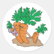 cute carrot cartoon family round sticker